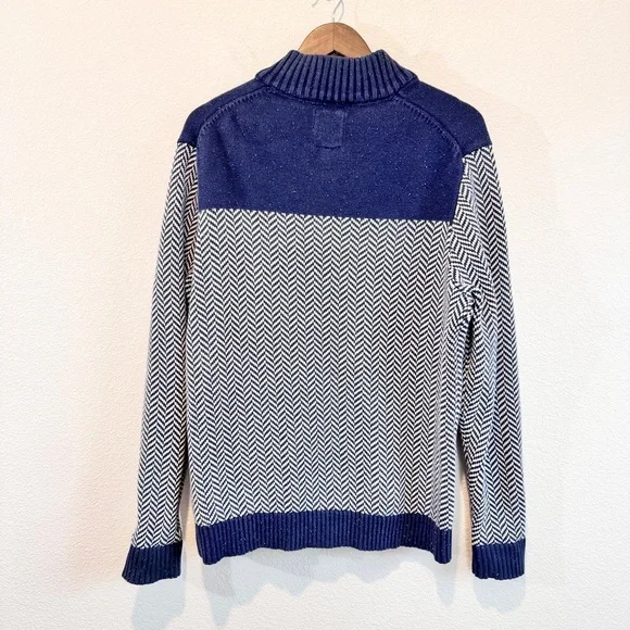 Hope & Henry Coastal Preppy Herringbone Organic Cotton Quarter Zip Sweater L A38 - Picture 8 of 9